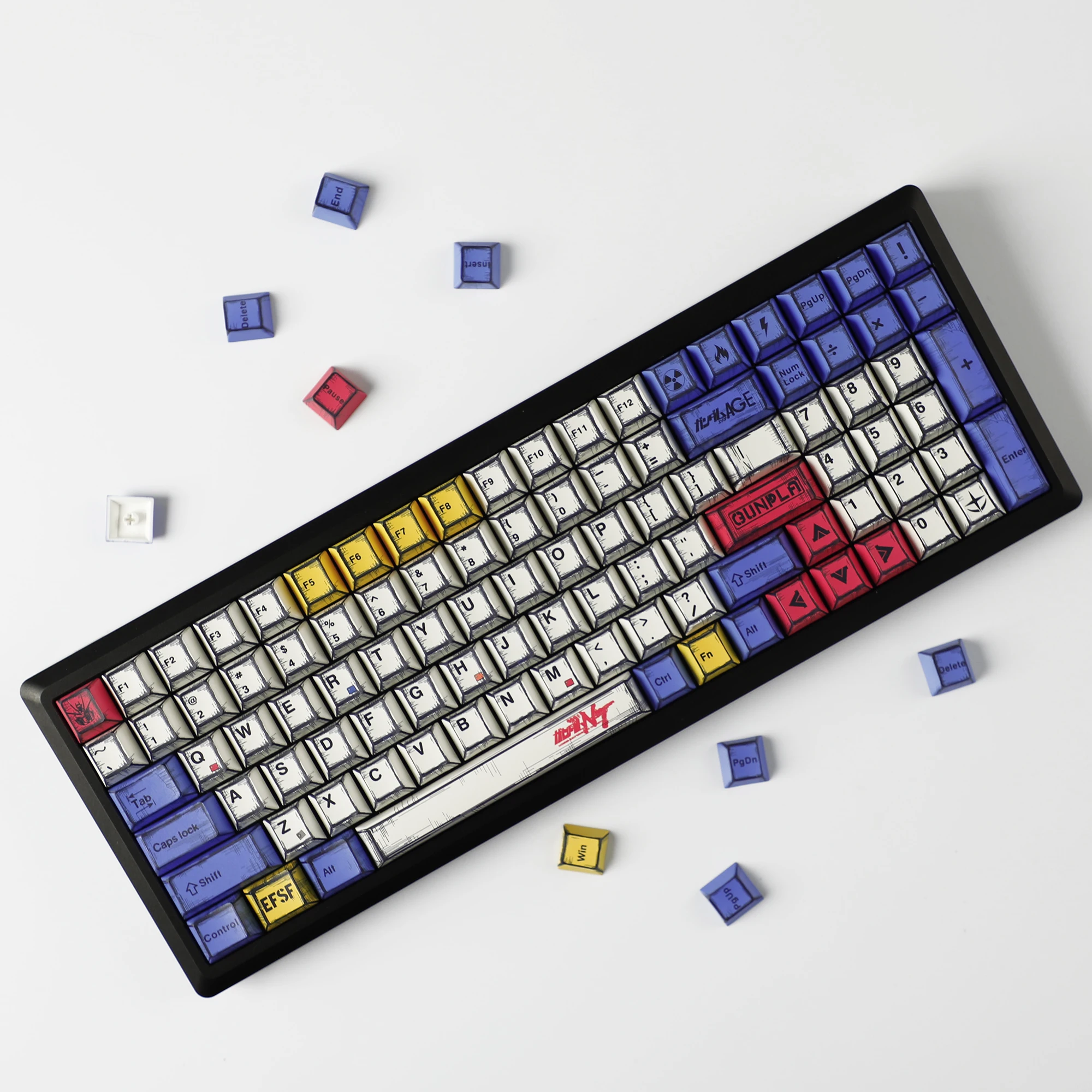 Gundam Anime Comic 126 Keys Retro Manga Theme Keycap Dye-Sub Top print PBT Cherry Profile Suitable For Mechanical Keyboard