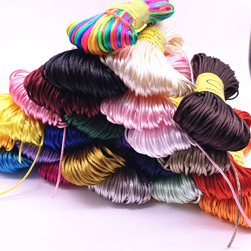 Image 3: 20 mètres/lot 1.5mm noeud chinois ligne cordon soie Satin cordon en Nylon cordon bricolage chaîne collier Bracelets cordon