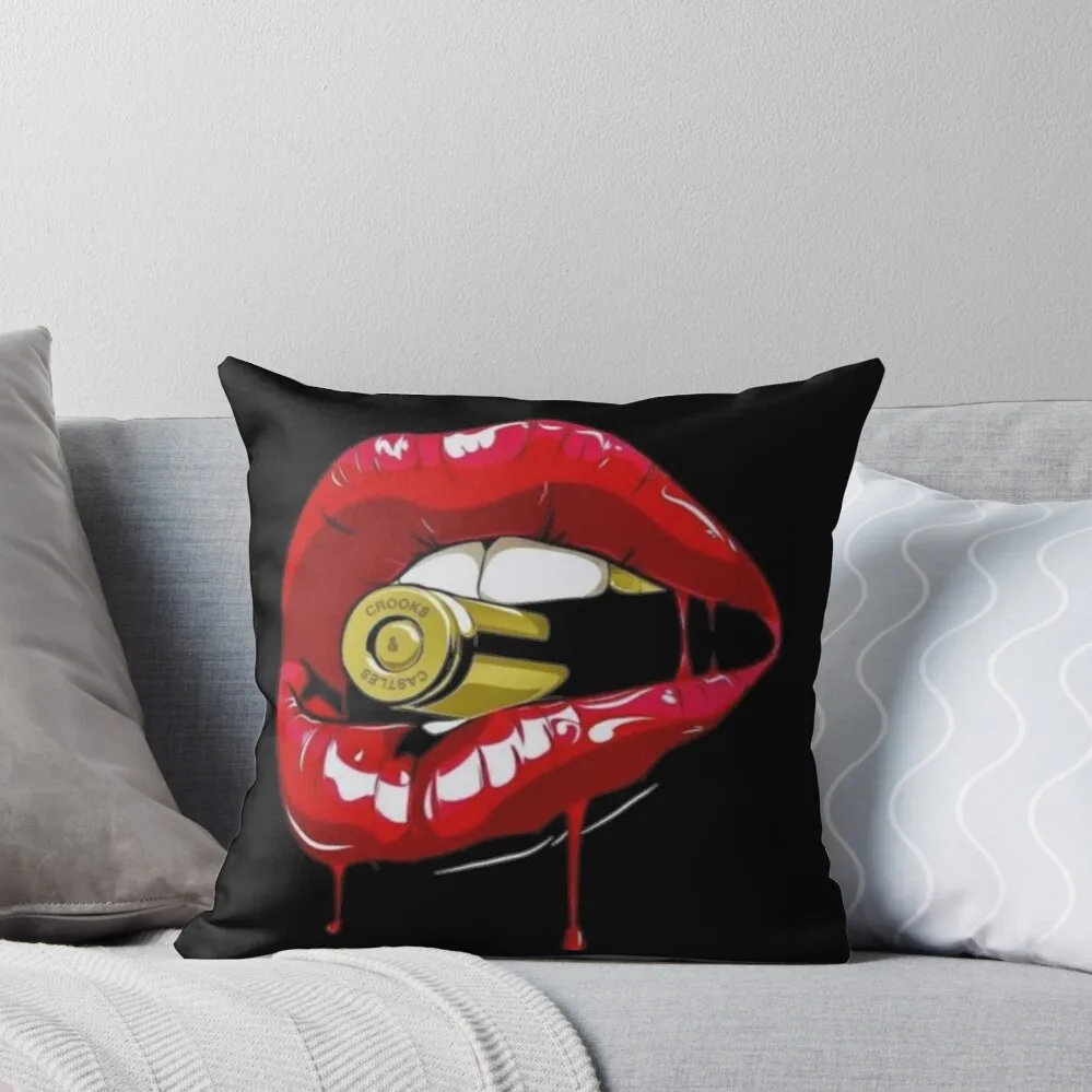 

Lips Holding Metal Bullet Throw Pillow christmas pillowcases Sofa Cushions Covers Decorative Cushion pillow