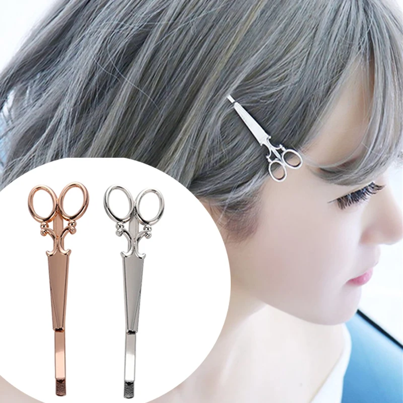 Gold Silver Creative Scissors Shape HairPin Women Girls Hair Clip Delicate Metal Hair Barrette Fashion Hair Accessories