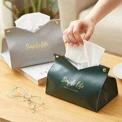 Tissue Box PU Leather Holder Square Napkin Holder Pumping Paper Case Dispenser for Home Office Car Storage Pouch