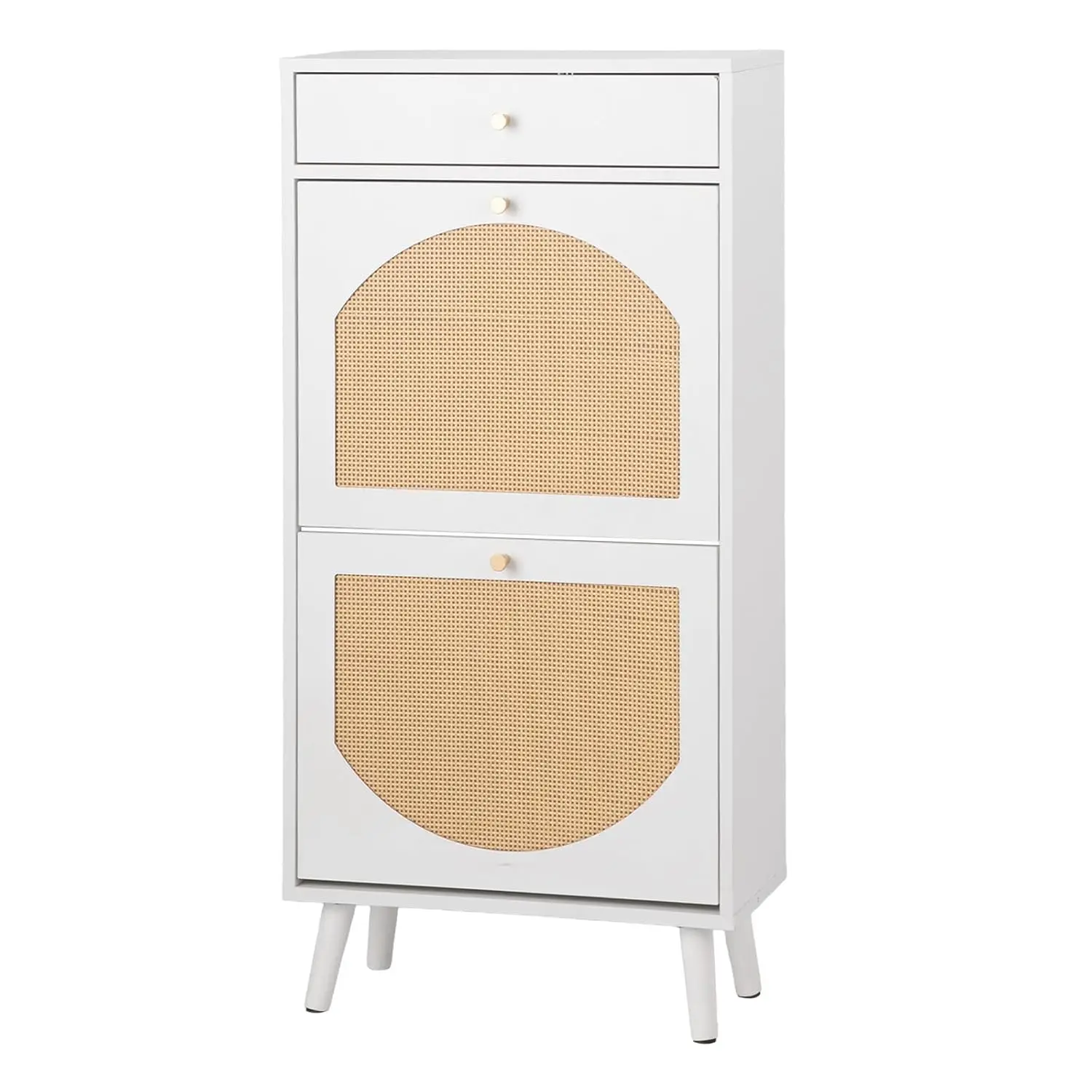 Narrow Narrow Rattan Shoe Cabinet 2 Flip Drawers, Slim Tilt Out Organizer, White Wood Storage for Small Spaces Entryway, Customized - Aliexpress Deal