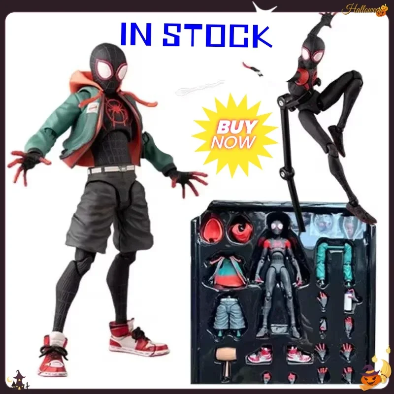 

New Arrival Exclusive Miles Morales Spider Man Action Figure - 15cm Movable Statue with Multi-Accessories Collectible Ornament