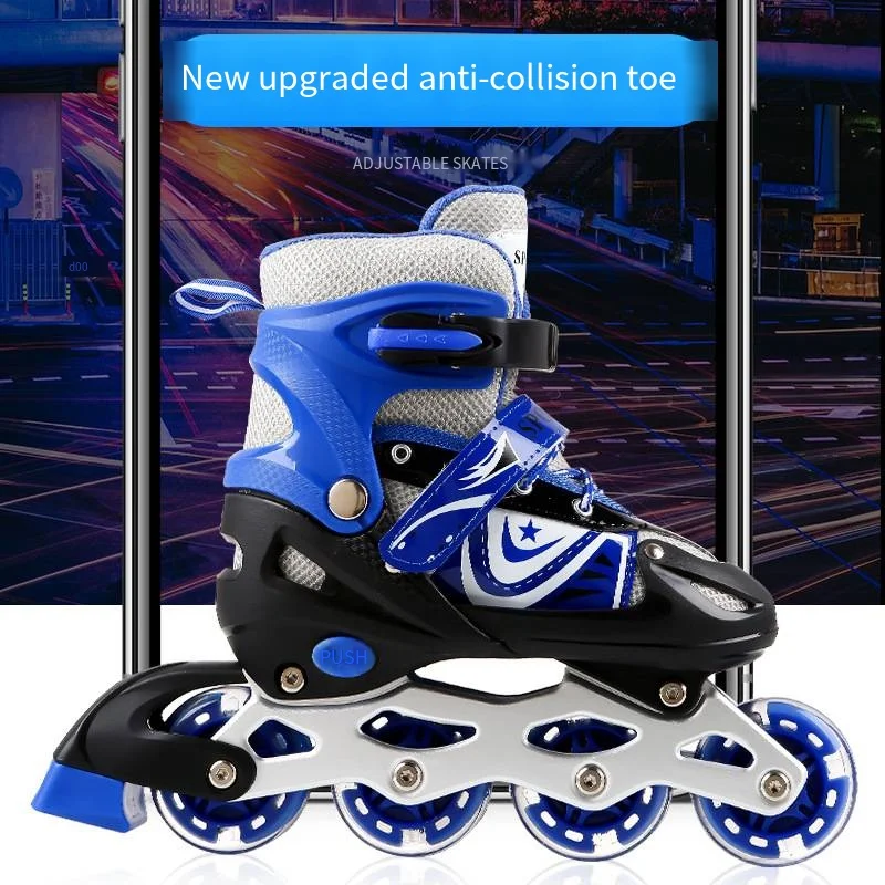 Adjustable Roller Skates Full Set Of Single Flash Roller Skates For Children Adjustable Men And Women