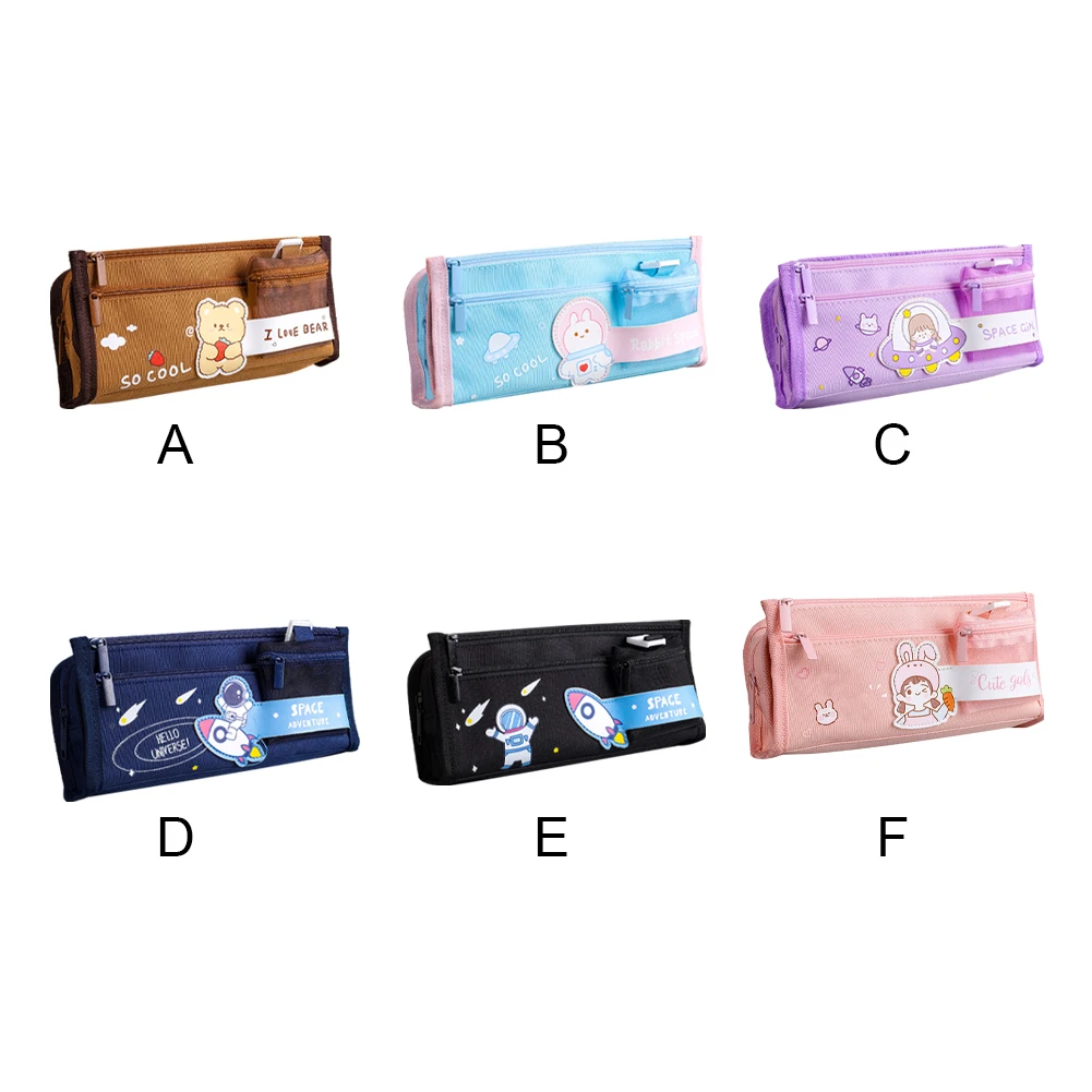 Симпатичный фотокарандаш с отделением для монет для студентов, холщовая износостойкая школьная сумка для хранения канцелярских товаров для мальчиков и девочек, вместительный подарок