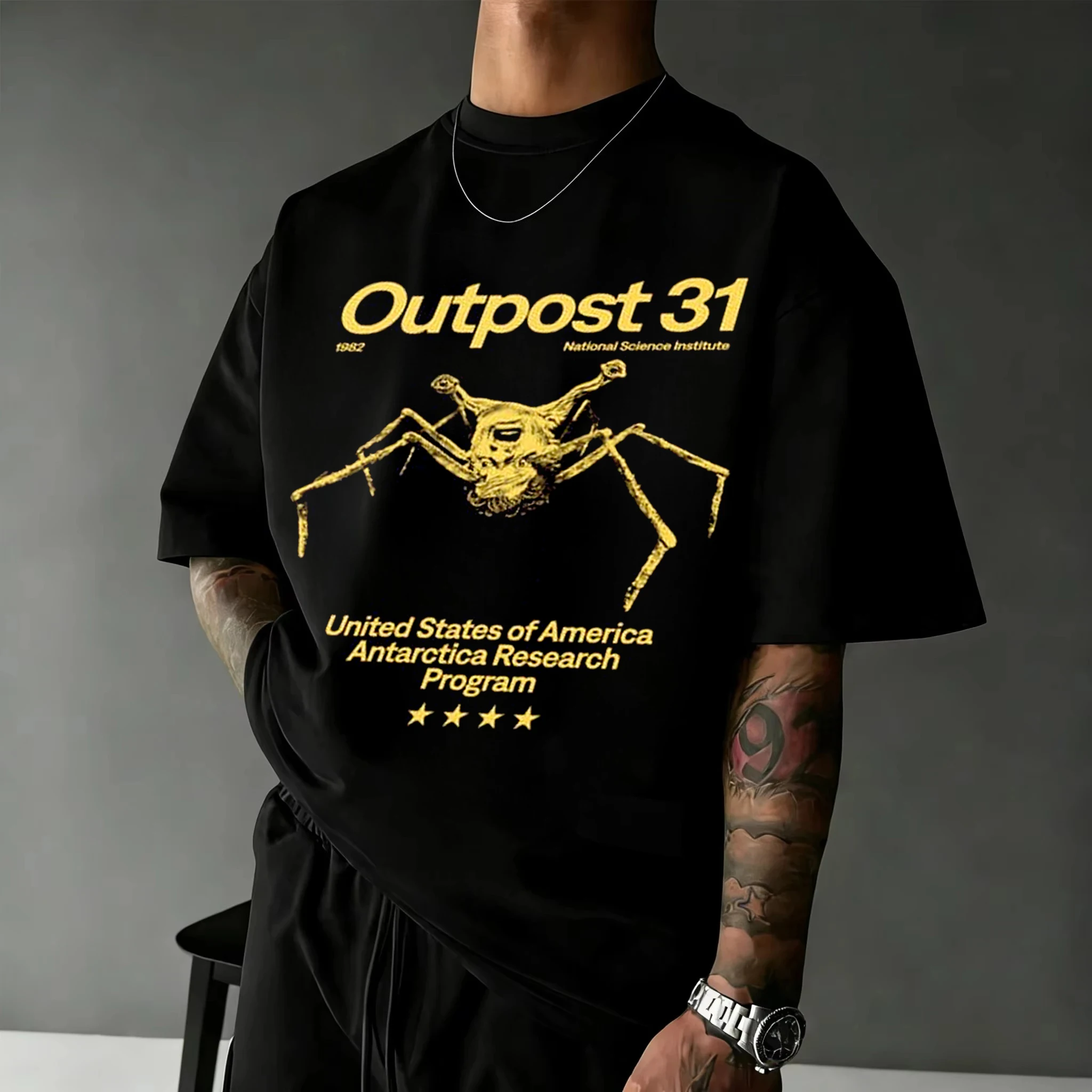 Outpost 31 Antarctica Sci-fi Horror Movie T-shirt Print Short Sleeve Harajuku Y2K Casual T-shirt Men Women Streetwear Tee Tops