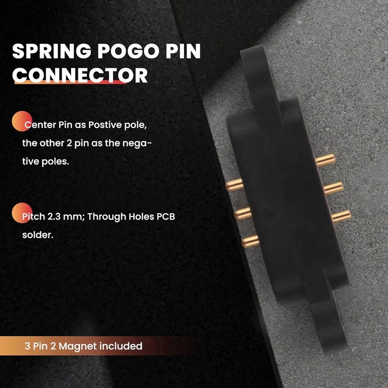 20Pairs 3Pin Spring Loaded Magnetic Pogo Pin Connector 3 Positions Magnets Pitch 2.3MM Through Holes Male Female Probe