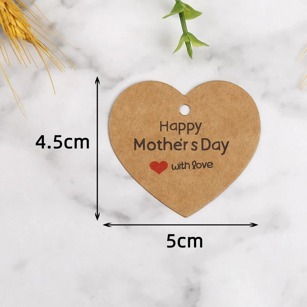 100pcs Heart Shaped Cards Mother Day Tags Hanging Decoration White Red Paper Gift Labels DIY Crafts Cake Decor Tag