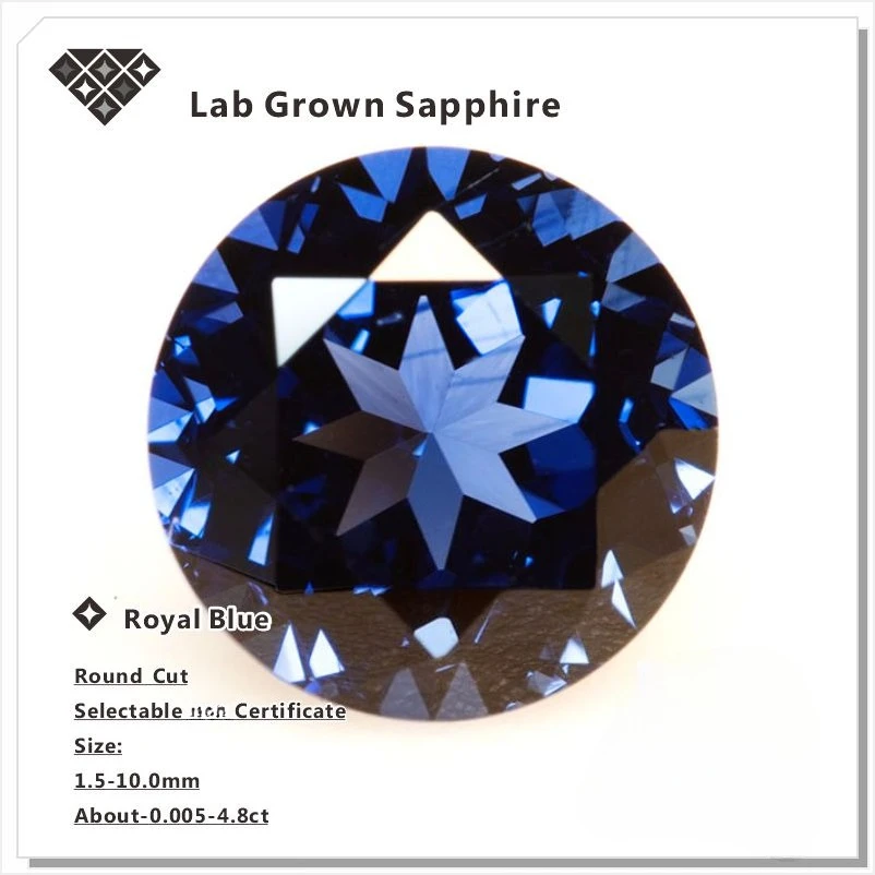 Lab Grown Sapphire Royal Blue Color Round Cut  AAA+Clarity Gems For Jewelry Setting&Custom Design Selectable Certificate