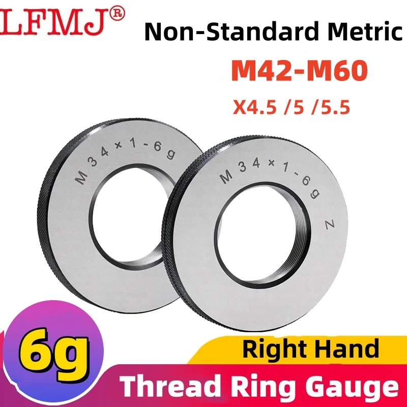 1SET(1*GO+1*NOGO)6g Non-Standard Metric Fine Tooth Thread Ring Gauge Accuracy Measure Tool M42M45M48M52M56M60 Right Hand