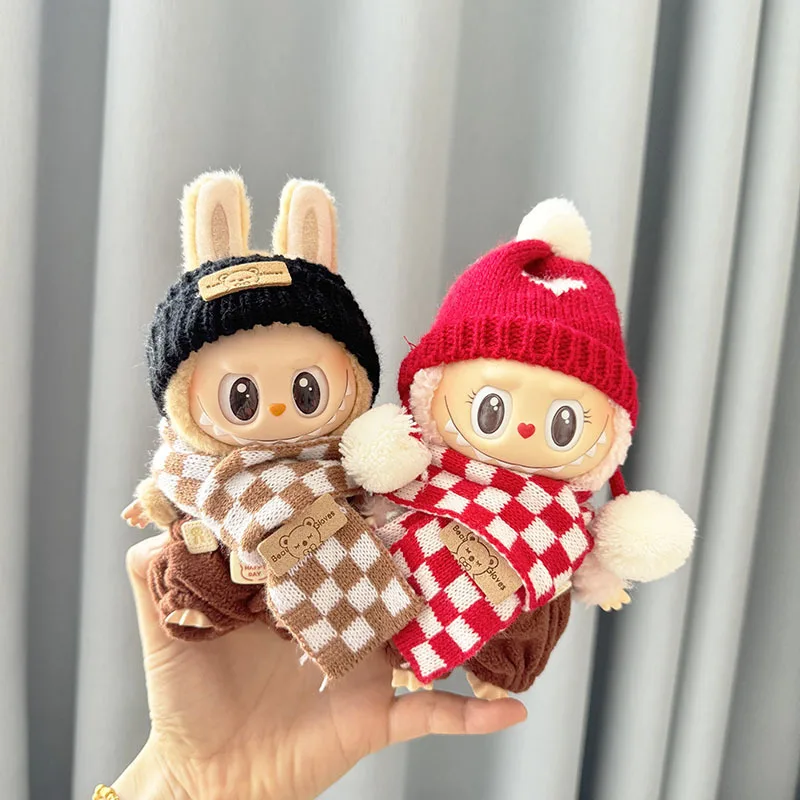 Para labubu v1 v2 v3 boneca cachecol macacão terno diy bonito terno para labubu roupas vestir-se acessórios de decoração presentes das crianças