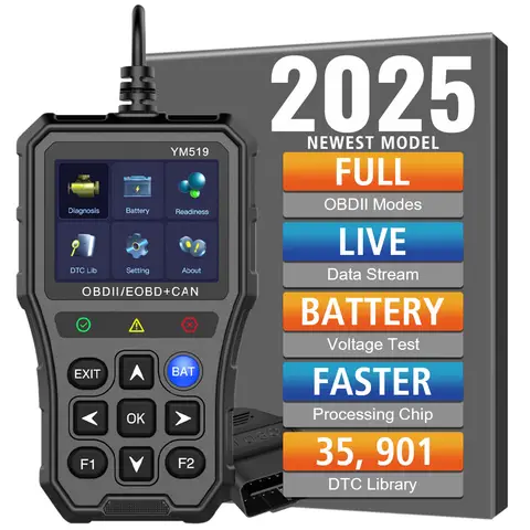 배터리 테스터 코드 리더 오류 코드 스캐너 obd2 코드 리더 다국어 YM519 자동차 진단 도구 체크 엔진 시스템