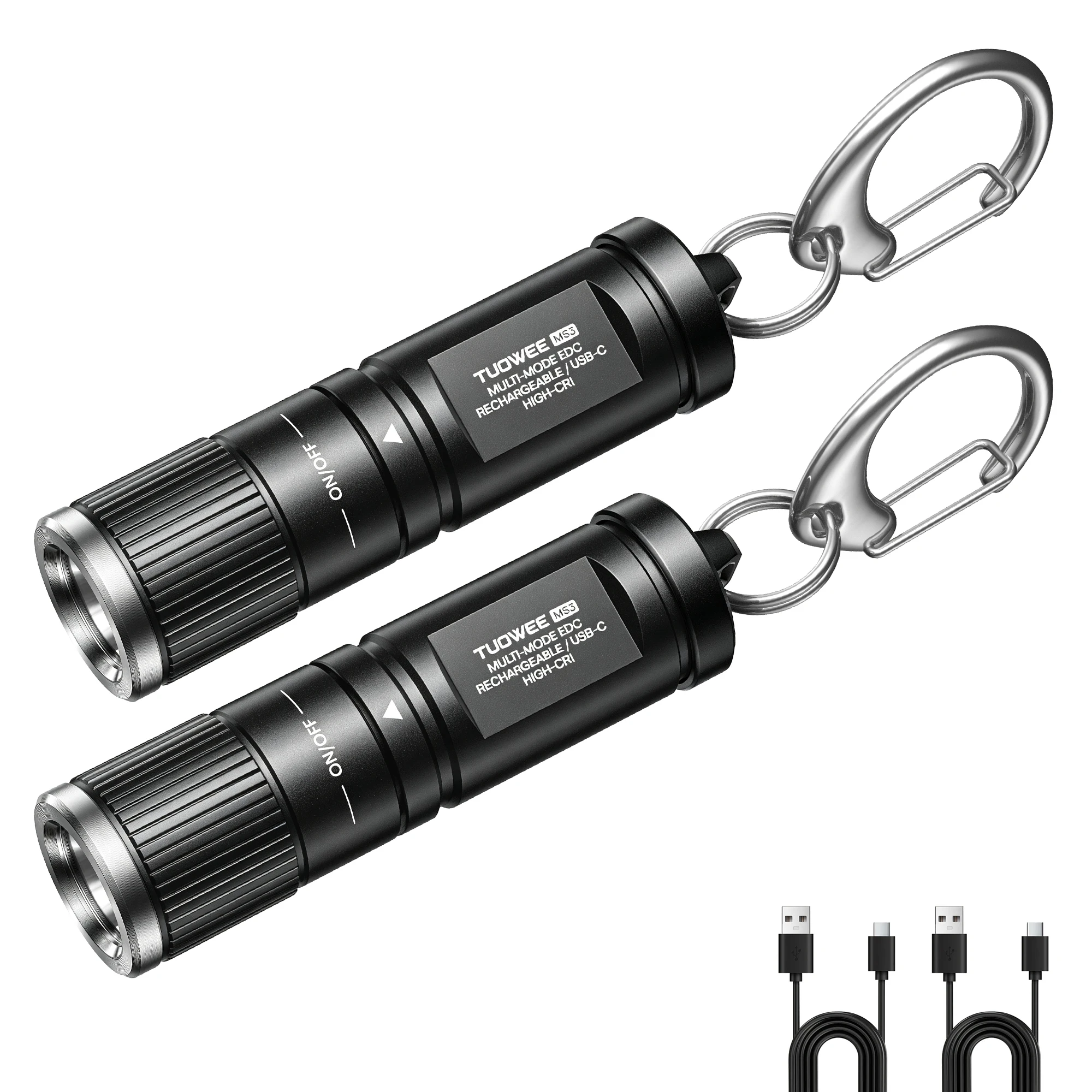 2 Pack Waterproof Keychain Flashlight, USB-C Magnetic Quick Release Mini EDC Light, Christmas Gift Box, Portable for Outdoor