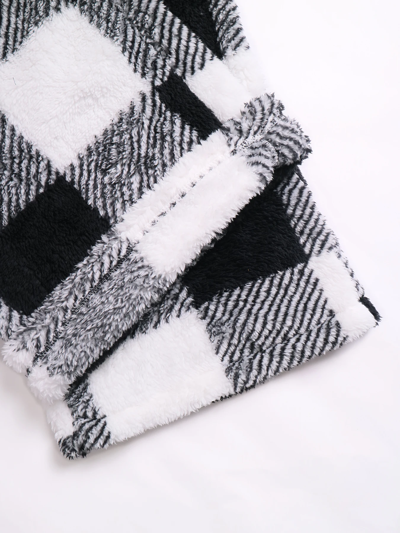 Damen, braune, karierte, flauschige Hose mit weitem Bein, Kordelzug, elastischer Bund, Buffalo-Karomuster, Flanellhose, warm, locker geschnitten, lässig, für den Hausgebrauch, Unterteil. – Detail 5