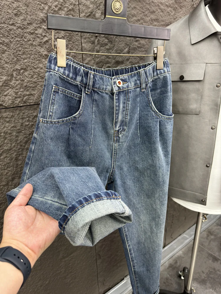 

Svip Sli, удобные мужские прямые джинсы, осенние модные повседневные зауженные джинсовые брюки по индивидуальному заказу, молодежные подходят