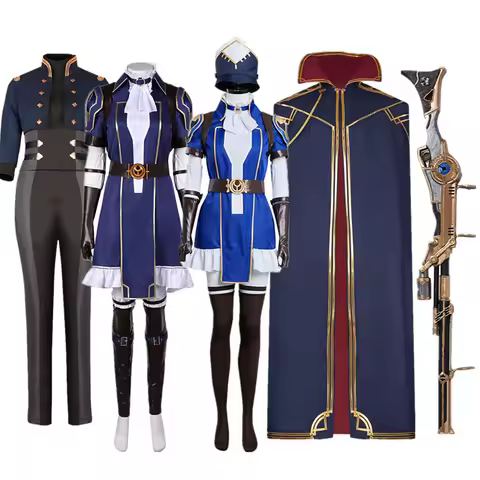 Caitlyn Arcane Cosplay Costume Adult LoL Fantasy Cloak Cape Outfits Weapon Prop Ornament Roleplay Halloween Carnival Party Suit