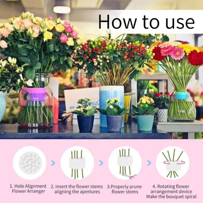 

U2JC 2Pcs Rotating Spirals Stem Holder for Flowers Silicone Bouquet Twisters Flower Arrangement Tool Support for Vase