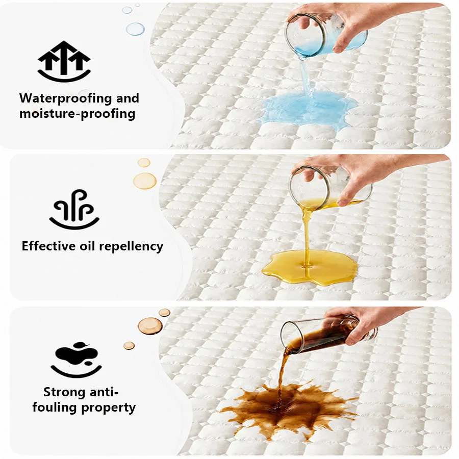 Waterproof Quilted Mattress Protector Antibacterial Breathable Multifunctional Bed Cover for Single Double Size