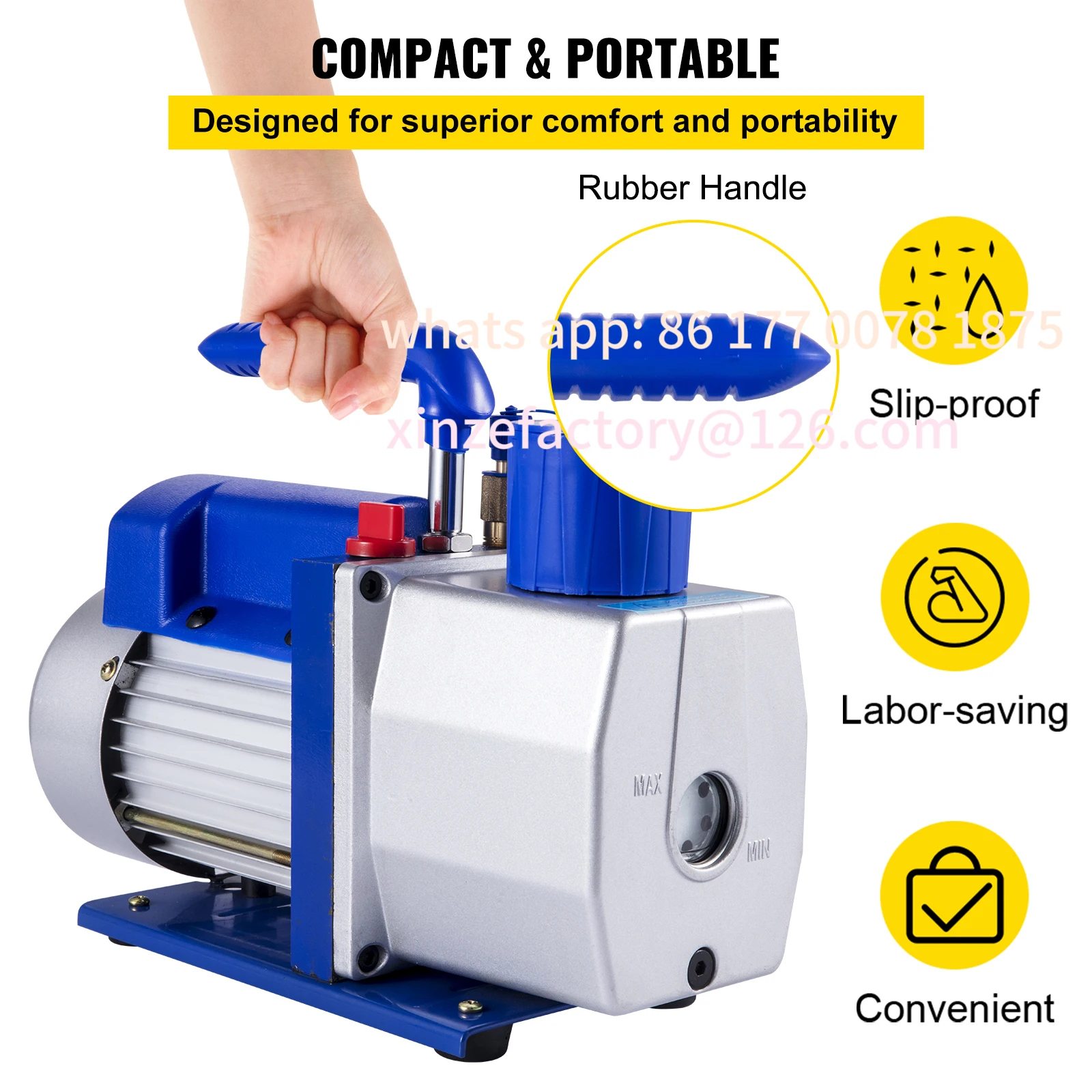 Bomba de vacío personalizable 7 CFM 1/3 HP de una sola etapa para sistemas R12 R22 R134a R410a, refrigerante al vacío 5PA