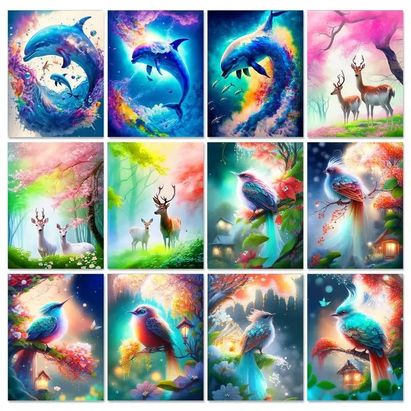 

GATYZTORY Acrylic Pictures By Number Starter Kits Birds Deer On Canvas Home Decor Diy Painting By Numbers Art Gift 60x75cm