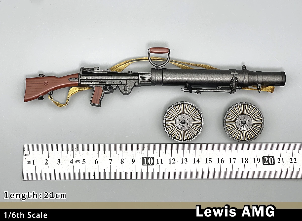 Maßstab 1:6 Lewis AMG Automatische Maschinengewehr 21 cm Modell Kunststoffgewehr Nr. 77055 für 12-Zoll-Actionfigur Militärsoldat Spielzeug Geschenke