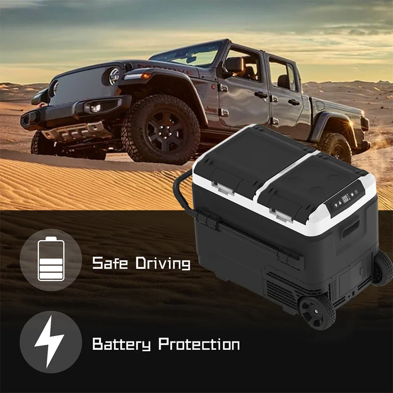 60L Dual Zone Solar Fridge Portable Refrigerator Compressor Car Freezer  for motorhomes, campervans and caravans