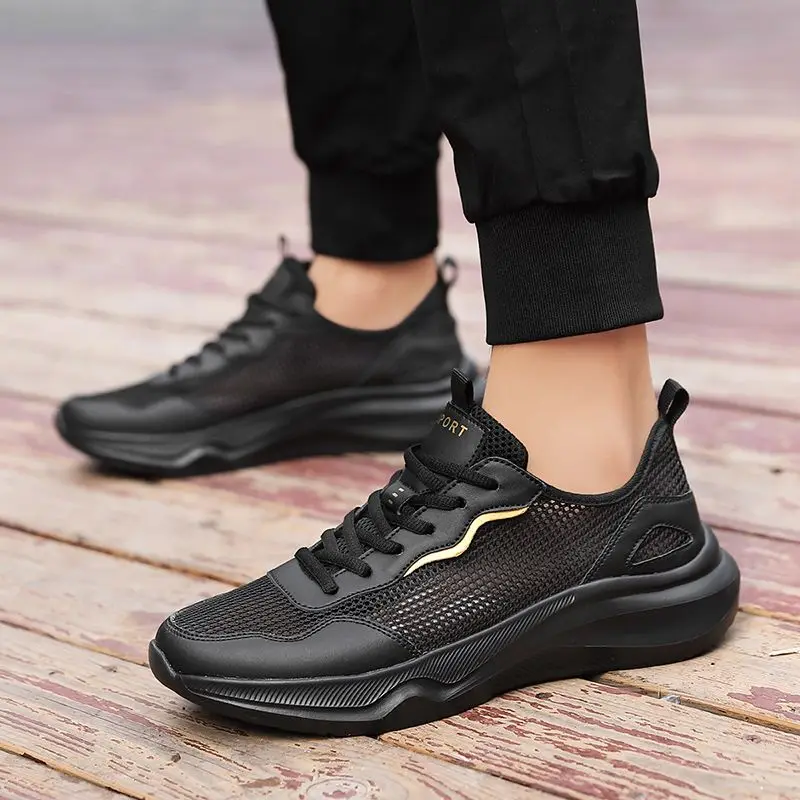 

Черные сетчатые дышащие мужские повседневные кроссовки на толстой платформе, широкие оригинальные предложения, дешевая спортивная обувь для мужчин