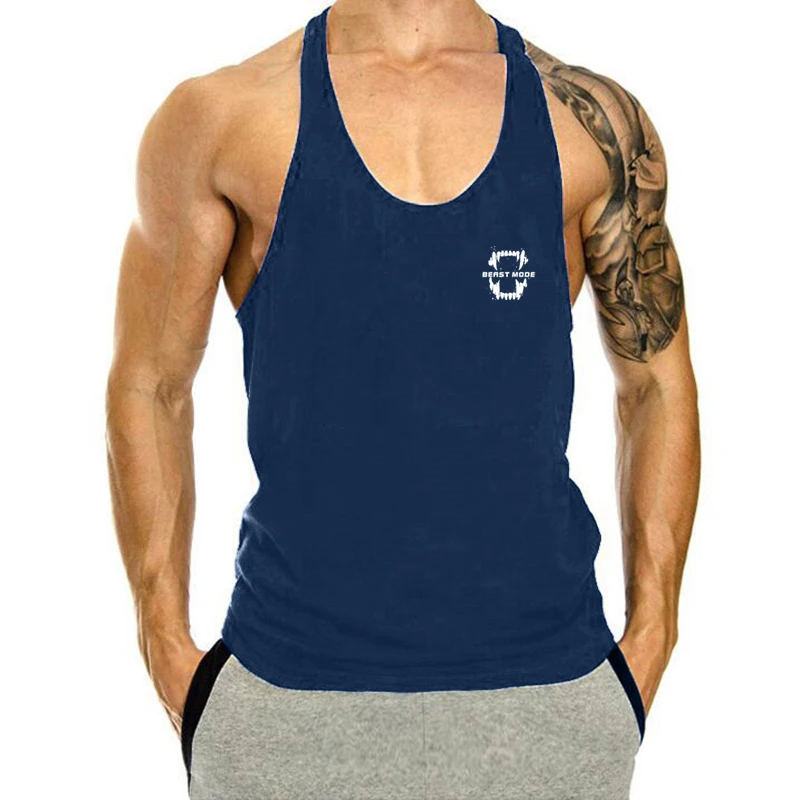 Men\'s Tank Tops GYM Clothing Sleeveless Shirt for Bodybuilding Built to Last from Cotton Comfortable Y Back Fitness Running Vest