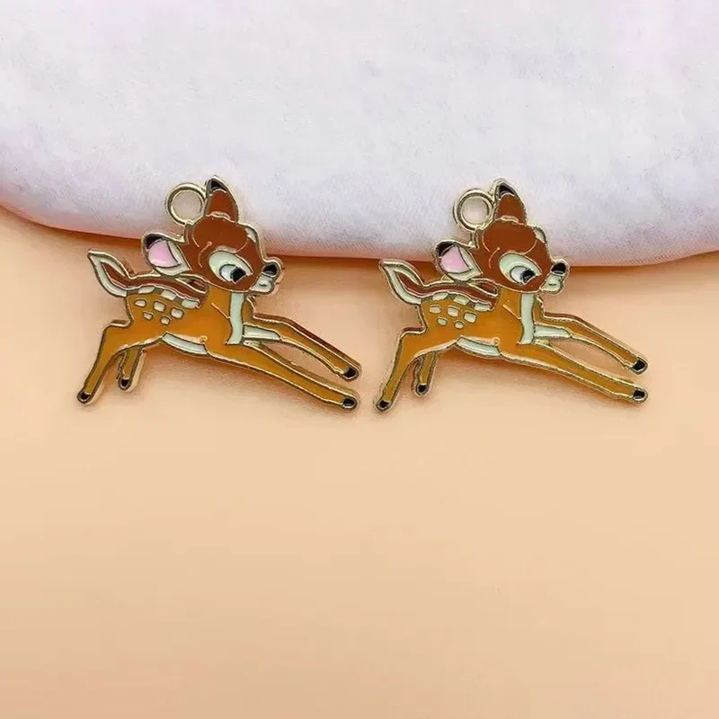 10pcs Enamel Charm Cartoon Cute Squirrel Rabbit Deer Pendant DIY Keychain Necklace Pendant Jewelry Accessories Anime Charms