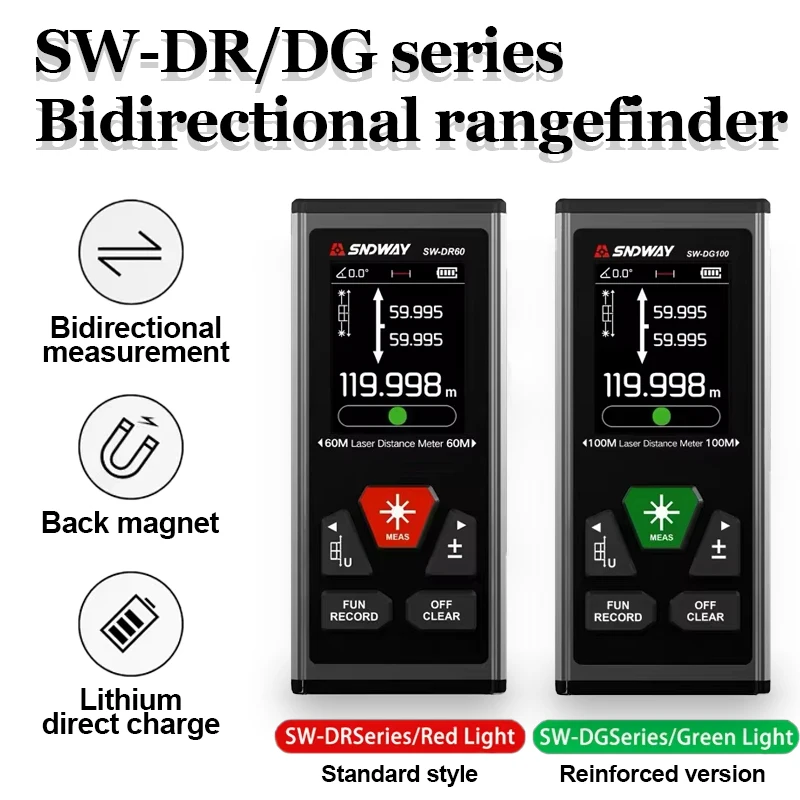 Dual Laser Distance Meter Multifunctional Rangefinder Bilateral Laser Distance Meter with Electronic Angle Sensor,Rechargeable