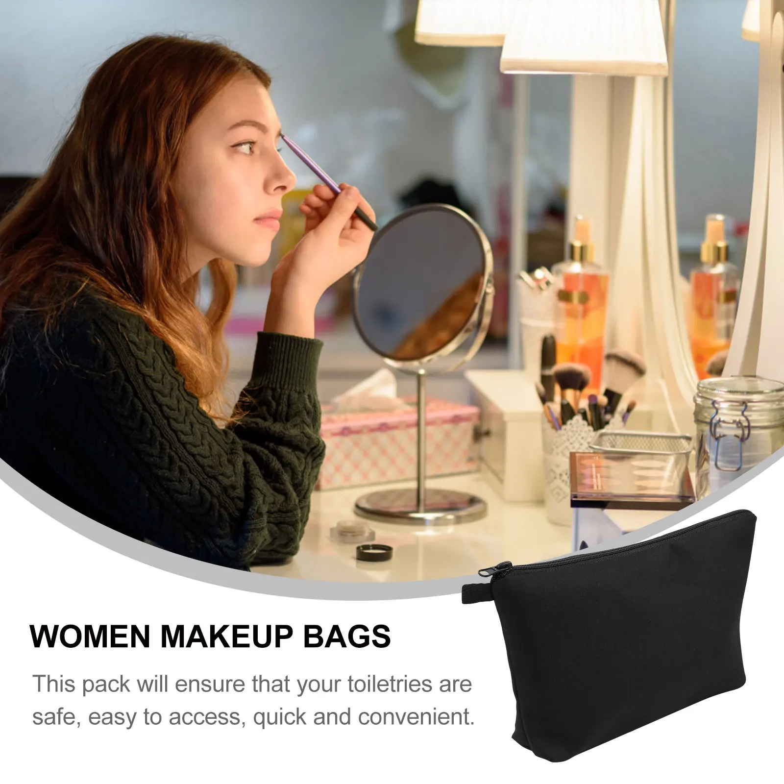 

Women Makeup Bag Portable Zipper Pouch Large Capacity Travel Toiletry Organizer Clutch Container for Gym