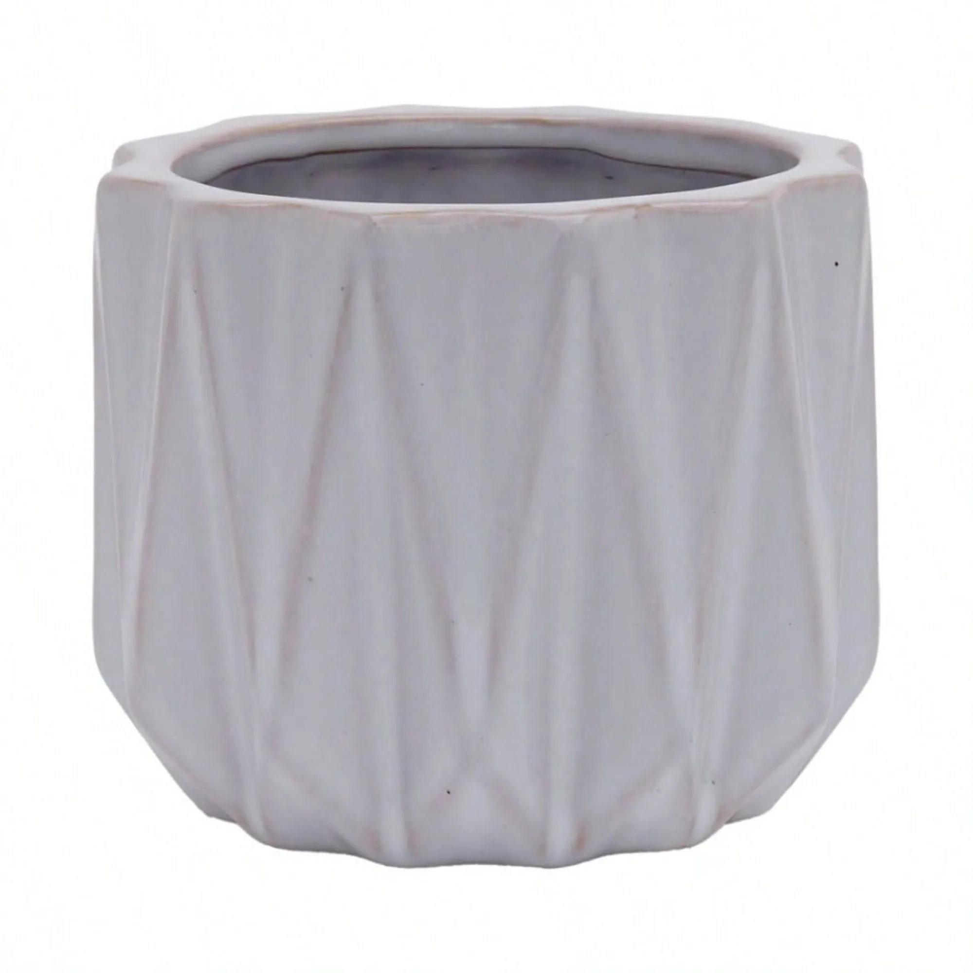 

Set of 6 3 Inch Round Ceramic Planters - White 3" round ceramic planter
