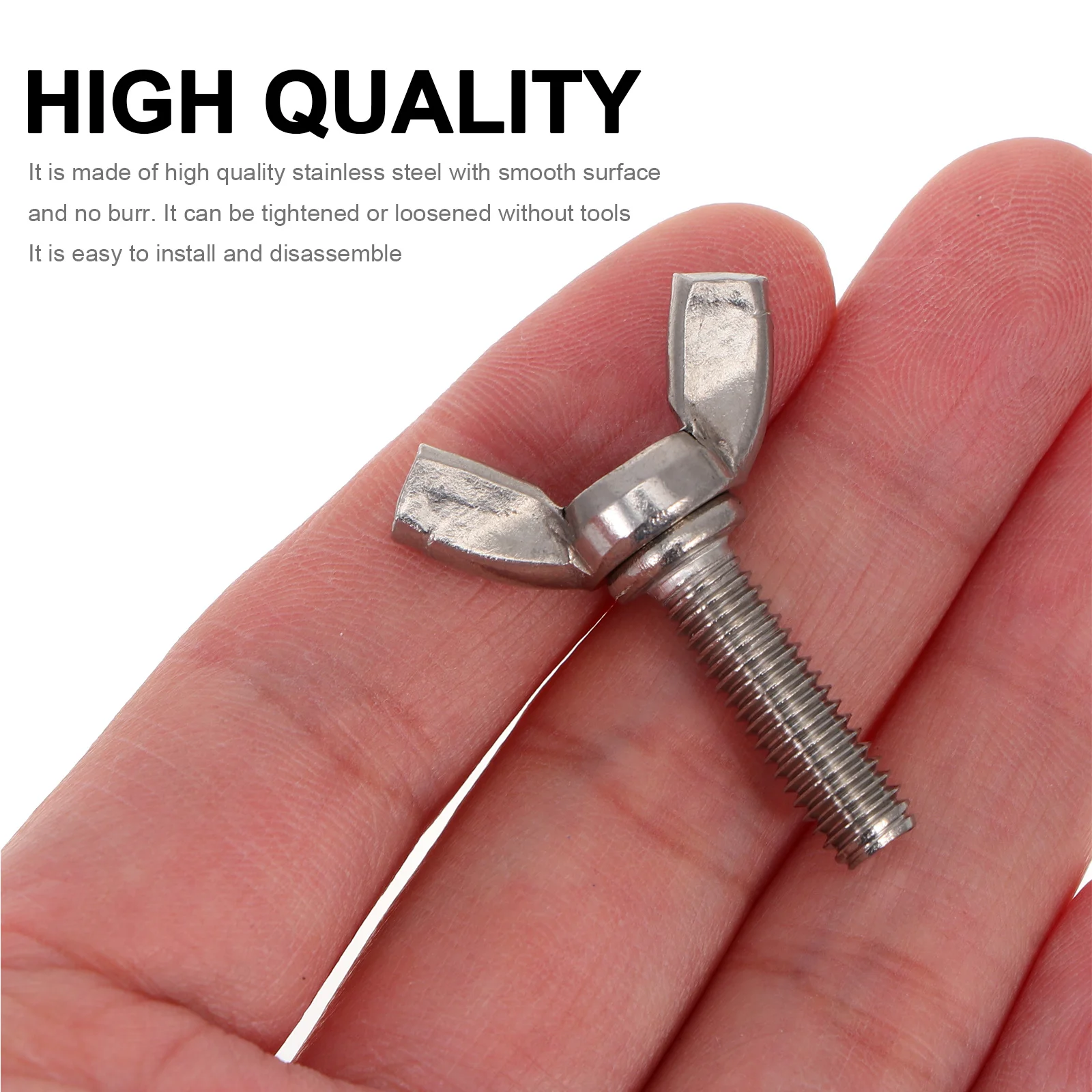 

20pcs M6X20 Wing Screw Stainless Steel Thumb Screws Hand Tightened Bolt Rust Proof Durable Tool Free Fastening Sturdy For Wide