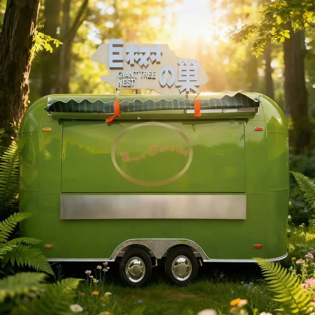 High-Load-Capacity Outdoor Food Trailer Mobile Vending Cart with Storage Workstation Multi-Scene Adaptable Mobile Food Truck