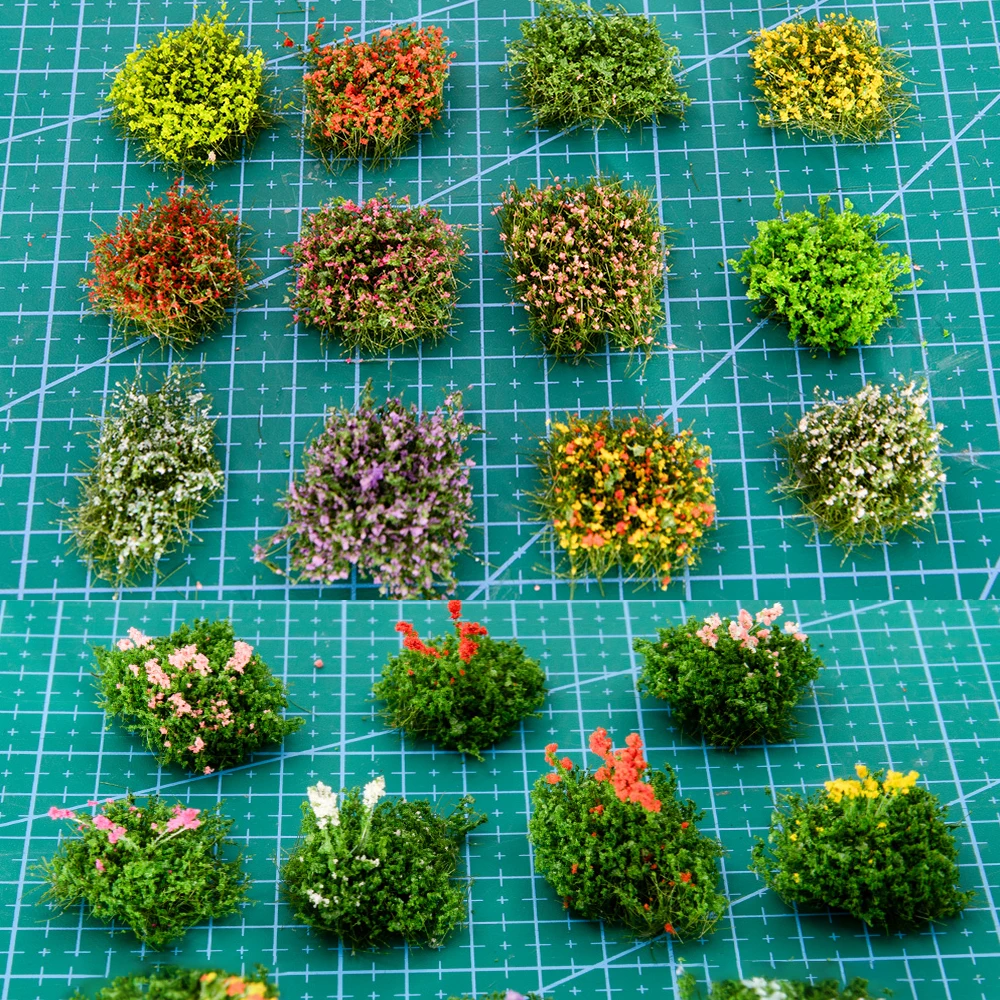 5 stks/partij Miniatuur Gras Cluster Tuft Bloemen Spoorweg Trein Layout Militaire Scène DIY Model Maken Decor Diorama Willekeurige Kleur