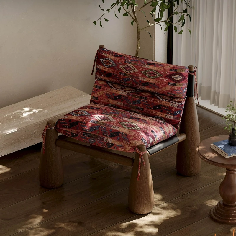 Solid wood designer baseball chair household living room color fabric single leisure chair atmosphere sofa chair