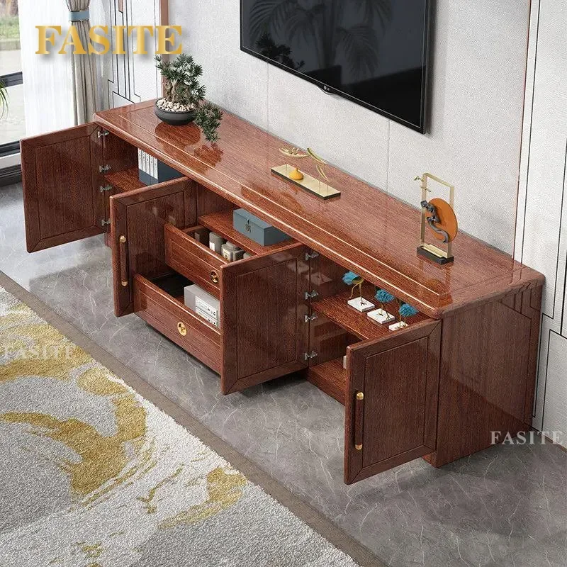 For New Chinese Walnut Solid Wood TV Cabinet Modern Simple Multifunctional Storage Locker Combination Living Room Furniture
