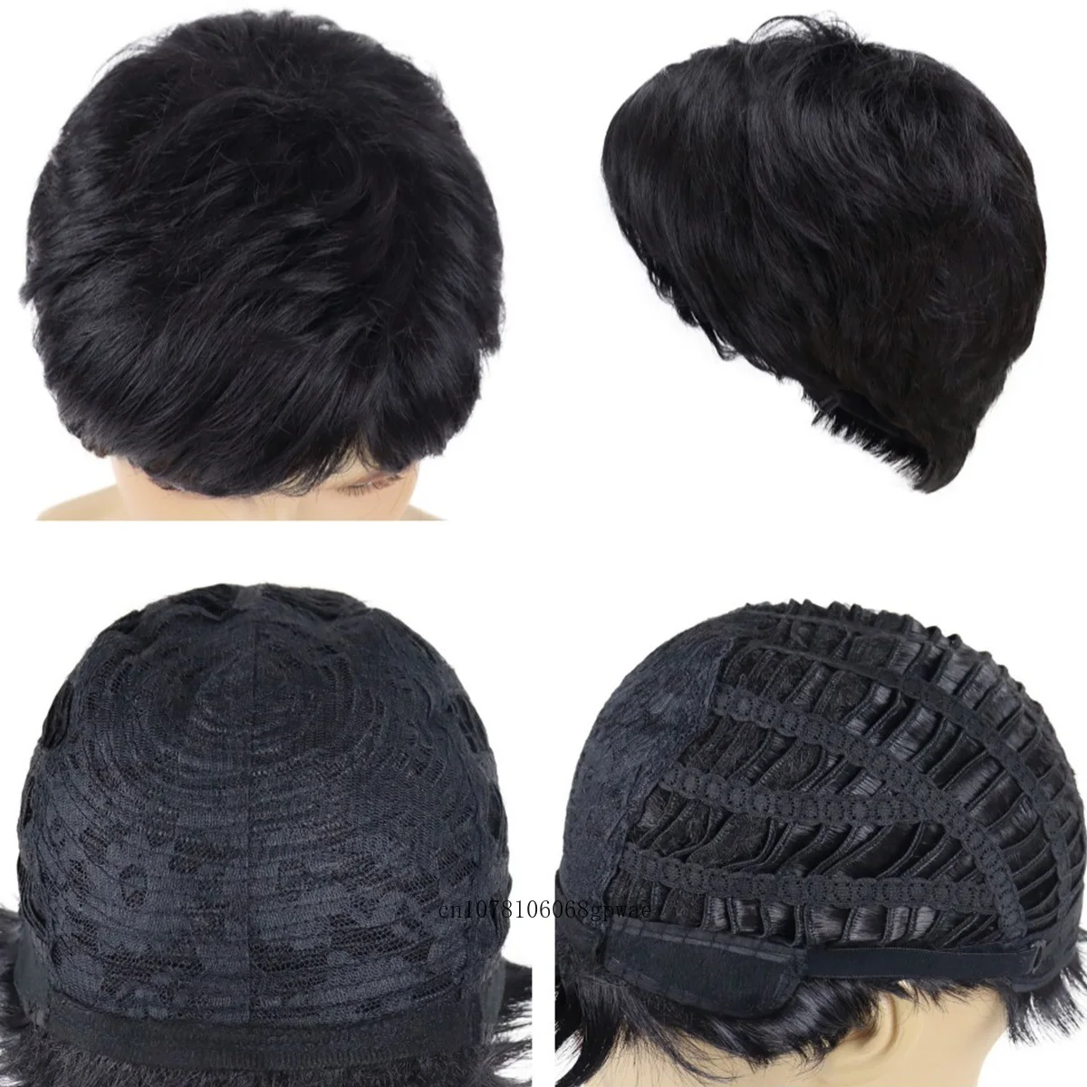 Mens Short Black Wigs Synthetic Hair Casual Wig with Bangs Soft Straight Korean Style Heat Resistant Daily Party Costume Use