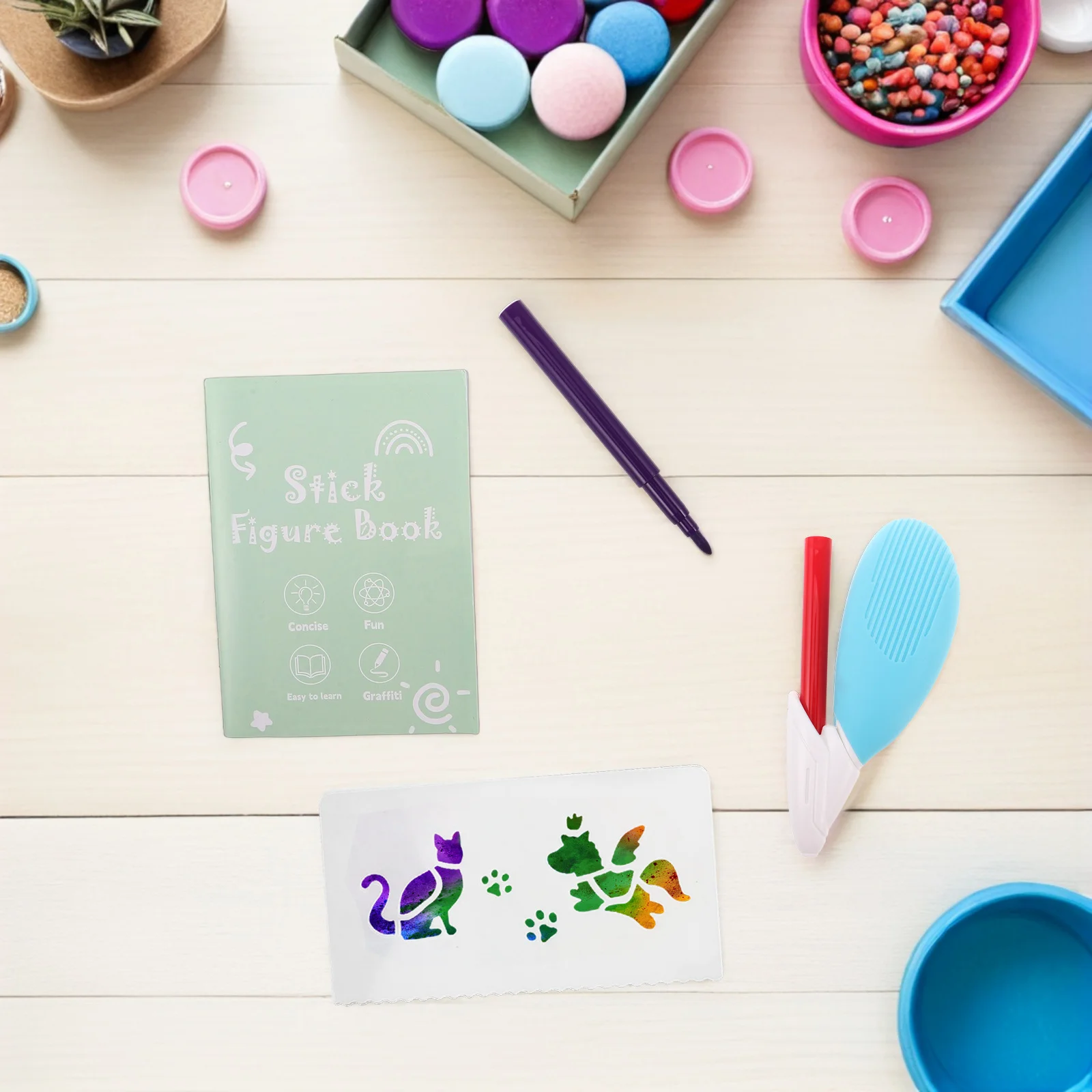 1 Set Kinder Airbrush Marker Set 12 Farben Waschbare Tinte Spray Stifte Schablone Vorlagen DIY Airbrush Projekte Kunst Liefert