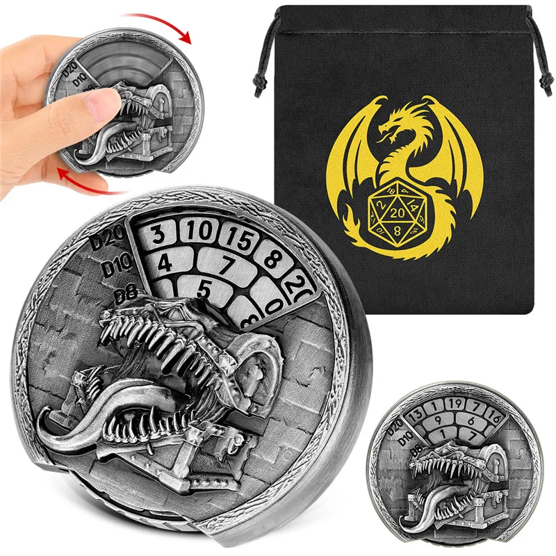 الرجعية اللسان صندوق الكنز نمط المعادن النرد سبينر 7 في 1 النرد Turnable الدورية الأسطوانة RPG الألعاب ملحق الزفاف مجموعة حقيبة