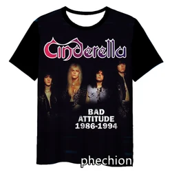 Phechion-Camiseta de manga corta para hombre y mujer, camisa con estampado 3D de Cenicienta Rock, informal, Hip Hop, de verano, S237