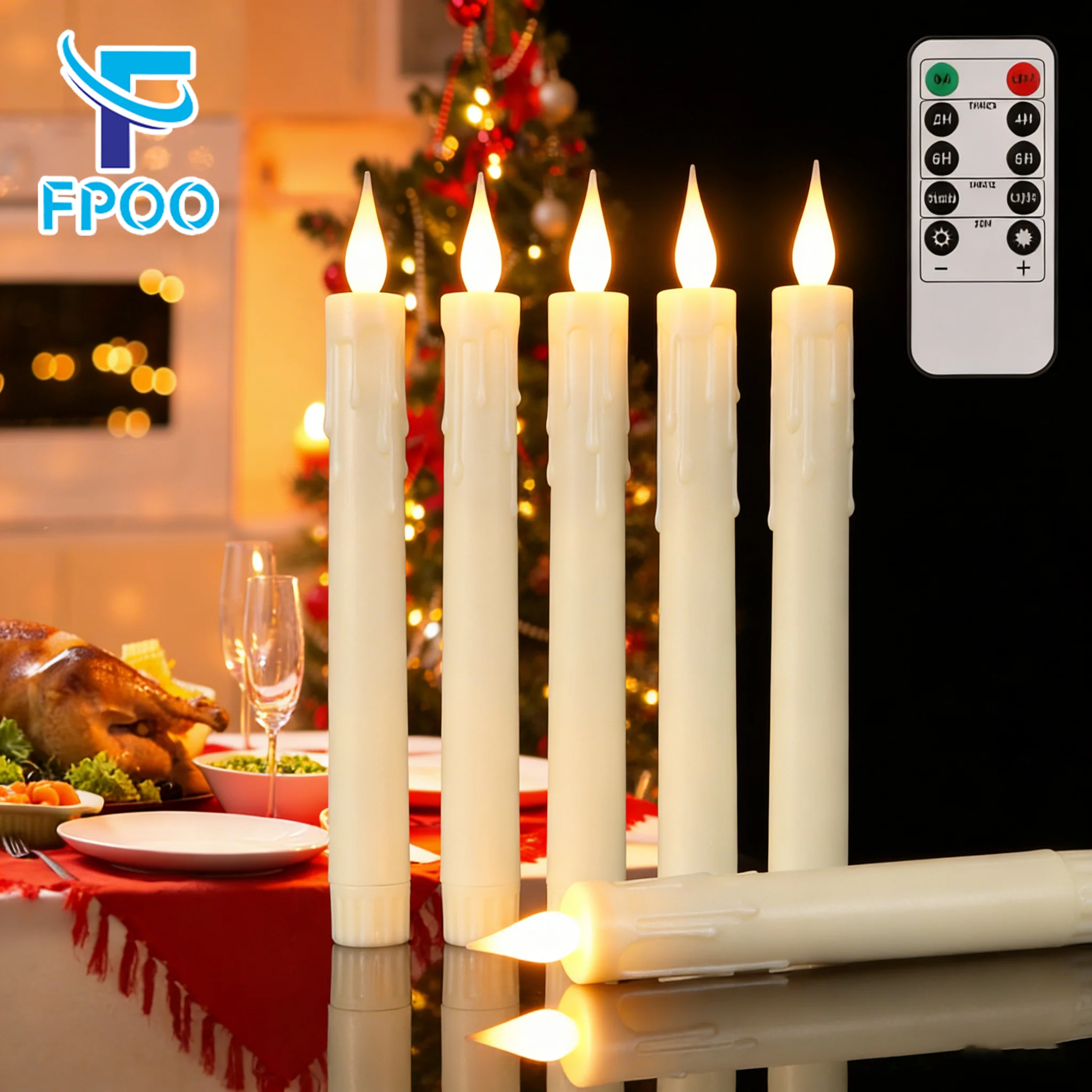 200 Stunden LED Flammenlose Flackernde Stabkerzen mit Fernbedienung, Batteriebetrieben, Sicheres Warmes Licht für Zuhause, Kamin, Hochzeit, Party-Dekoration