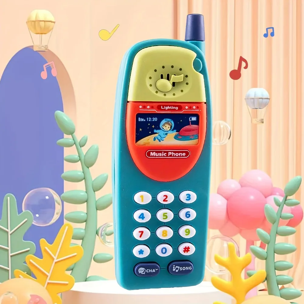 Quebra-cabeça de educação infantil, divertido, multifuncional, simulação de história de música, telefone celular com efeitos sonoros e de luz para presentes infantis
