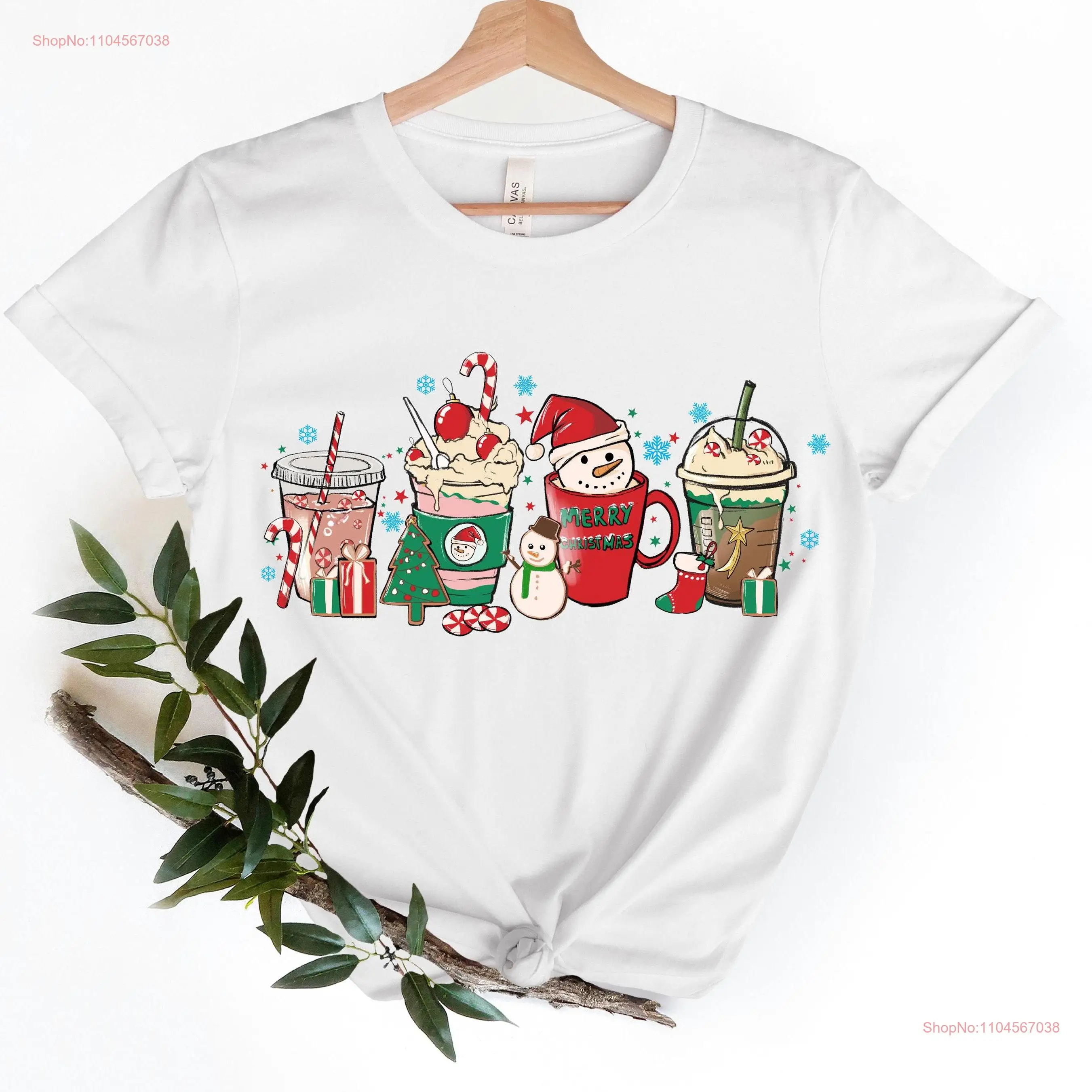 عيد الميلاد تي شيرت القهوة الأسرة مطابقة مرح عطلة الموسم طويلة أو قصيرة الأكمام #1