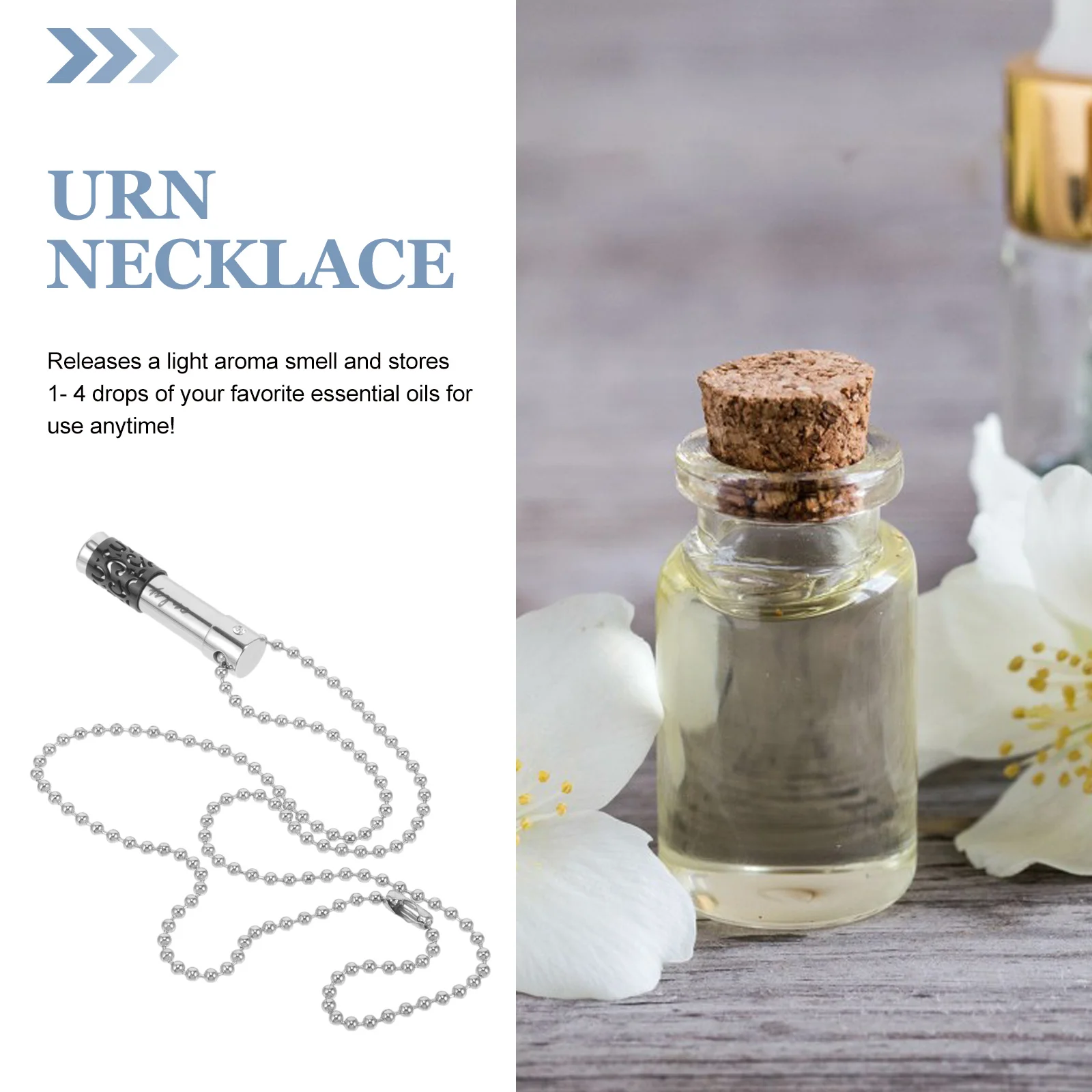 

1 Perfume Bottle Pendant in Blue 316L Surgical Steel Cremation Jewelry Aroma Diffusing Urn Necklace for Essential Oils Keepsake