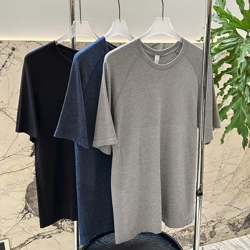 Lemon Metal Vent Tech Men's sports short-sleeved T-shirt Men's Casual Breathable Elasticity Round Neck Quick Drying Sports Shirt