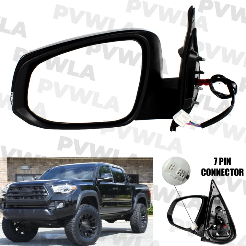 For Toyota Tacoma 2016 2017 2018 2019 2020 2021 Left Side 7 Pins Black Painted Mirror Assembly 87940-04240 TO1321353