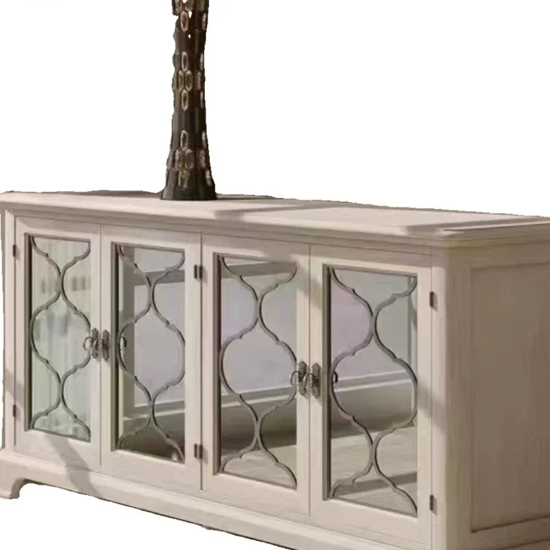 

TV cabinet size apartment, living room American solid wood, carved entrance cabinet