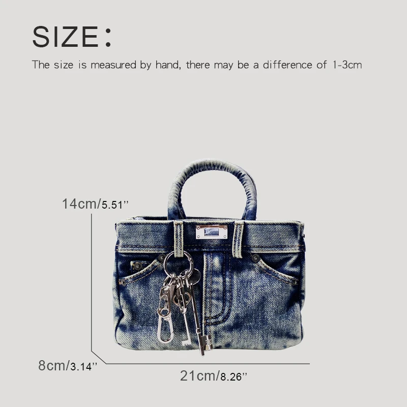 MEDIOW Denim Cloth Bags For Women Luxury Designer Handbags Purses 2024 New In Washing Process Metal Pendant Top Handle Shoulder