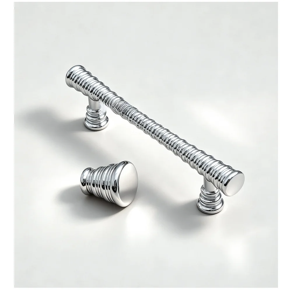 Zinc Alloy Drawer Pull with Chrome Finish Designed for For french Style Cabinets Wardrobes and Furniture Applications